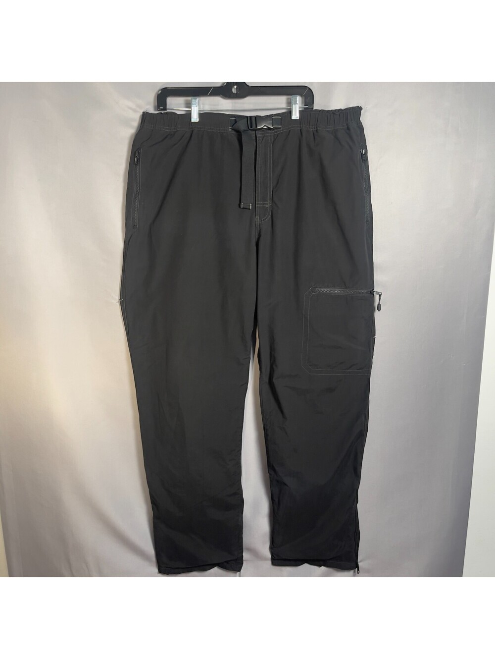 VTG Y2K Eddie Bauer Men’s XL Black Mesh Lined Belted Fishing Cargo Pants